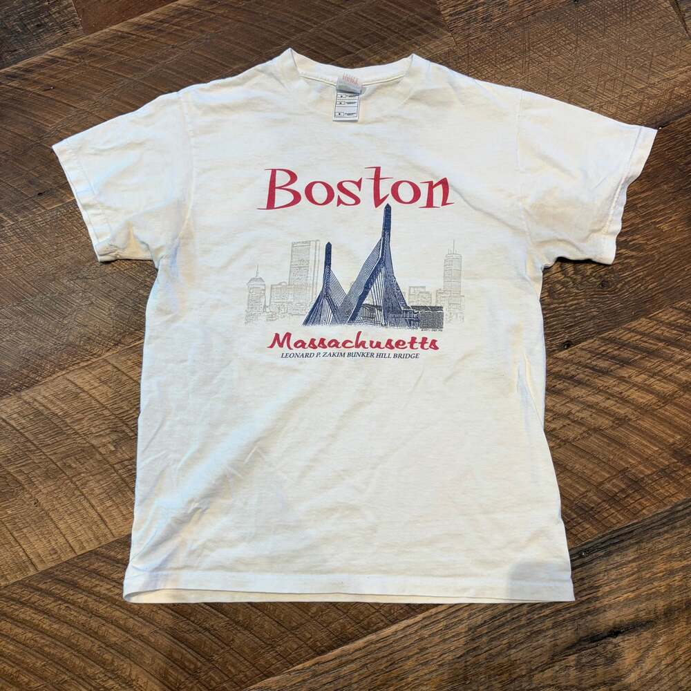 Vintage 1997 Boston Massachusetts Zakim Bunker Hill Bridge Graphic T Shirt M USA